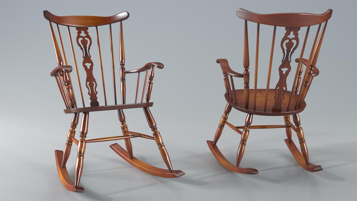 3D Vintage Wooden Rocking Chair model