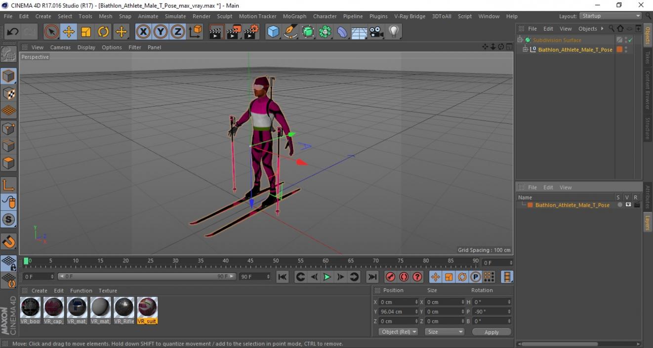 3D Biathlon Athlete Male T Pose model