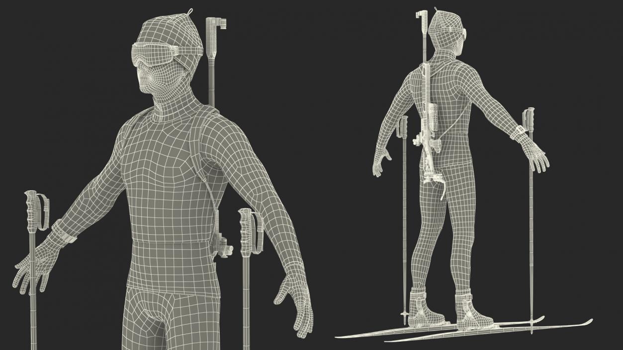 3D Biathlon Athlete Male T Pose model