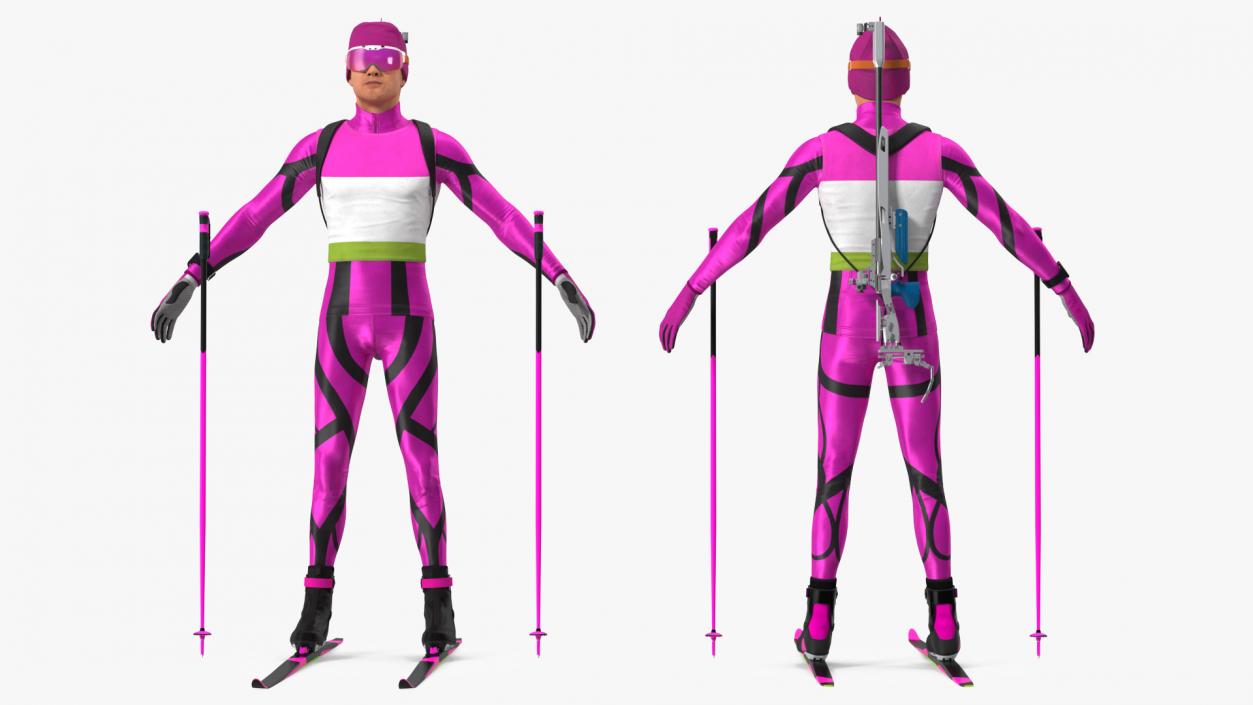 3D Biathlon Athlete Male T Pose model