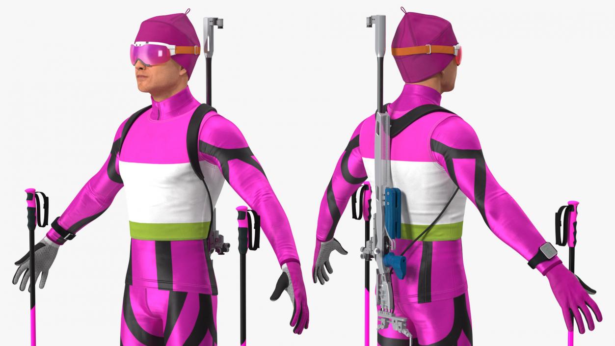 3D Biathlon Athlete Male T Pose model