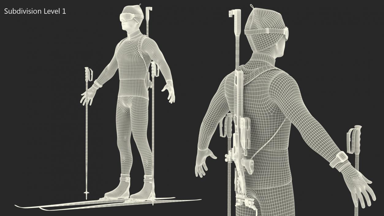 3D Biathlon Athlete Male T Pose model