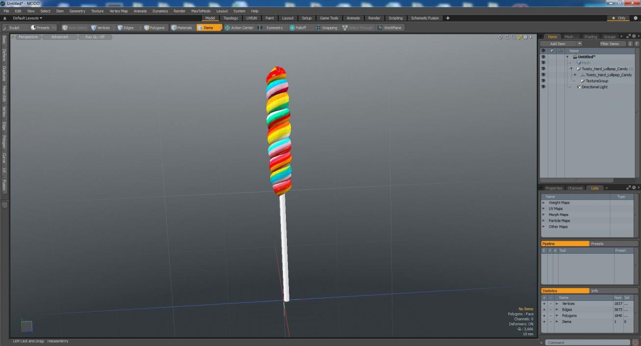 3D Twisty Hard Lollipop Candy