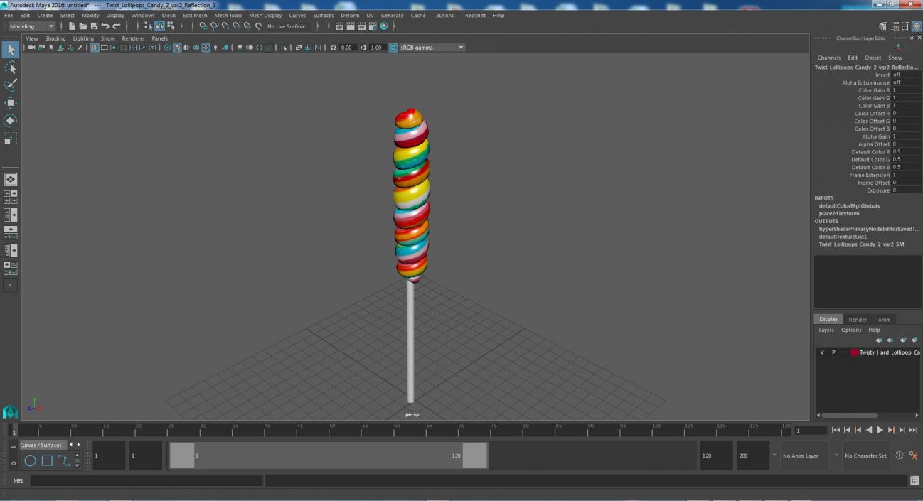 3D Twisty Hard Lollipop Candy