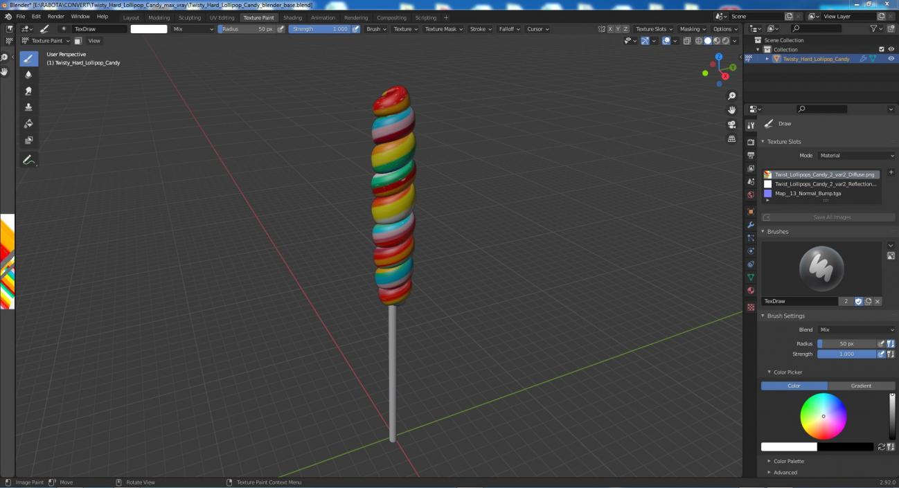 3D Twisty Hard Lollipop Candy