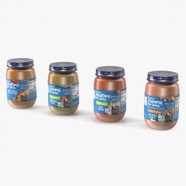 3D model Gerber Mealtime Puree Baby Food Jars Set 170g