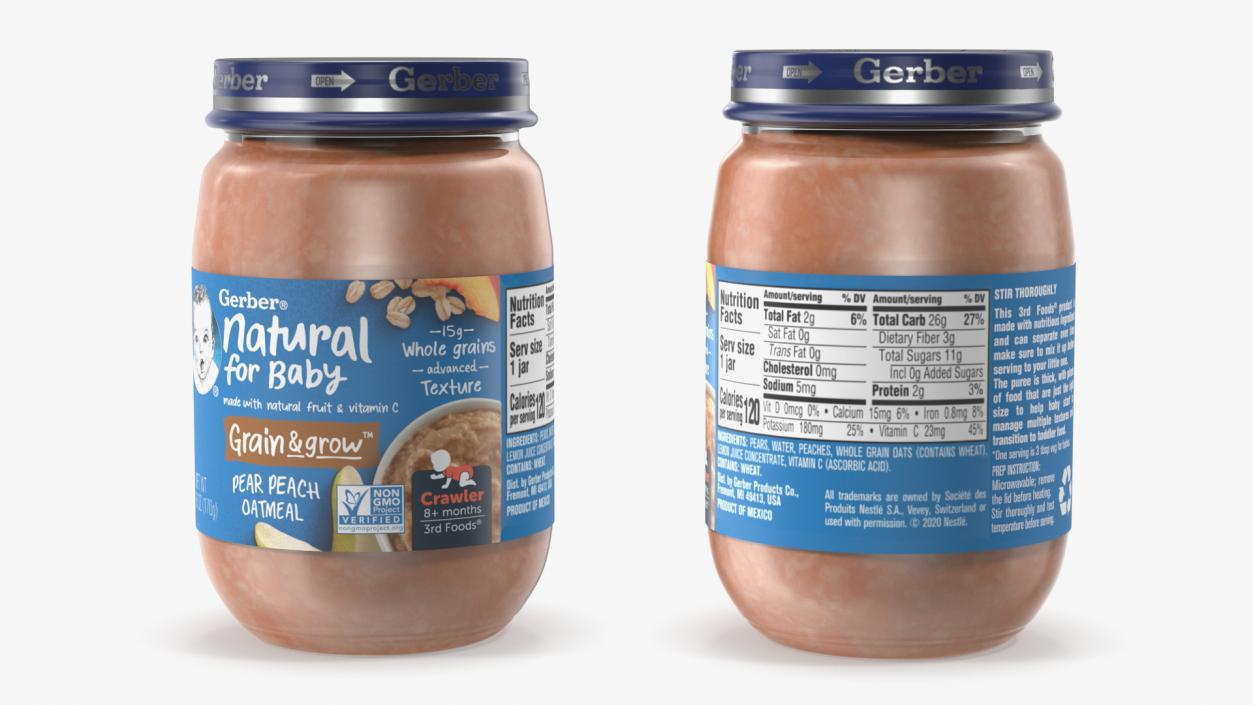 3D model Gerber Mealtime Puree Baby Food Jars Set 170g