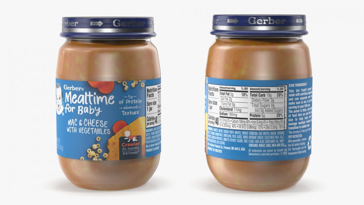 3D model Gerber Mealtime Puree Baby Food Jars Set 170g