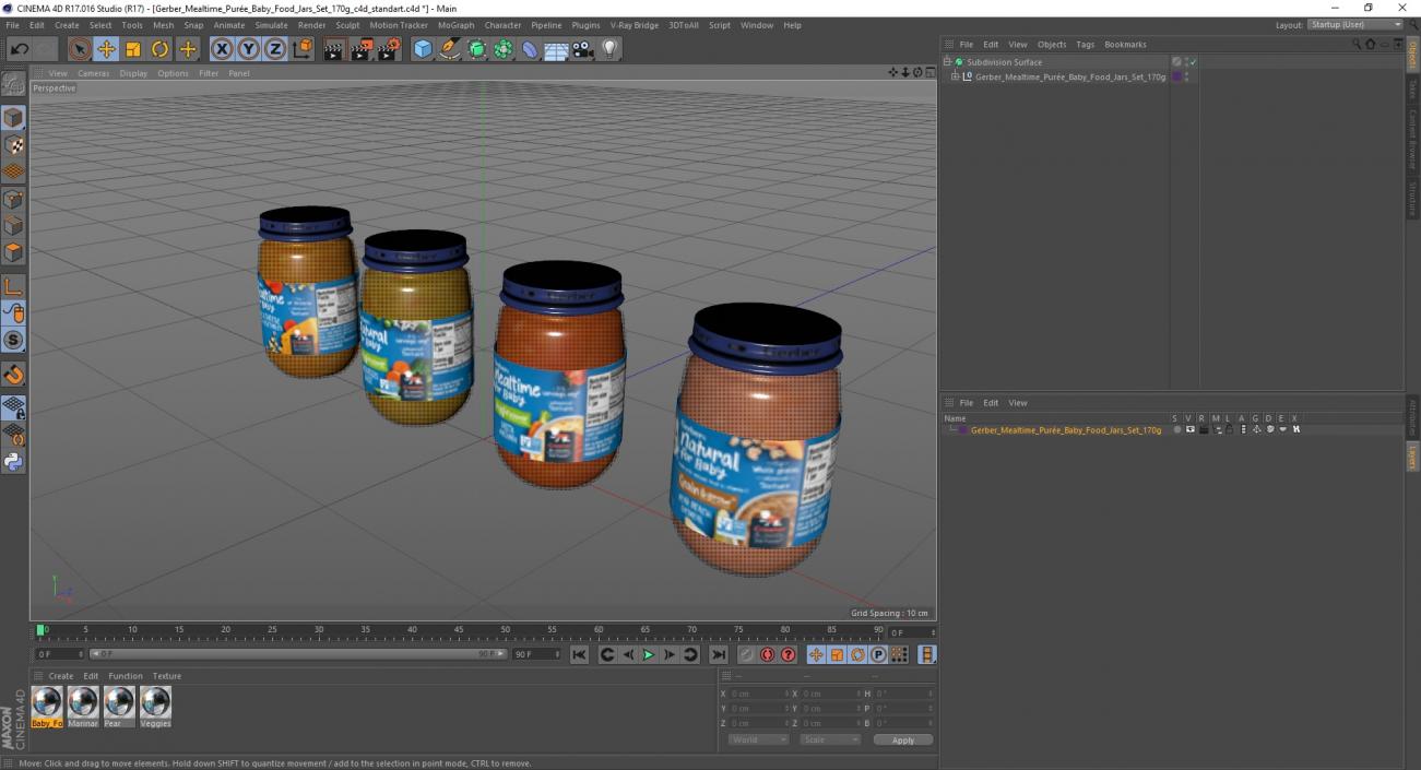 3D model Gerber Mealtime Puree Baby Food Jars Set 170g