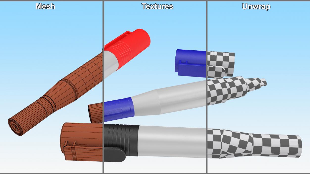 3 Double-Ended Markers 3D