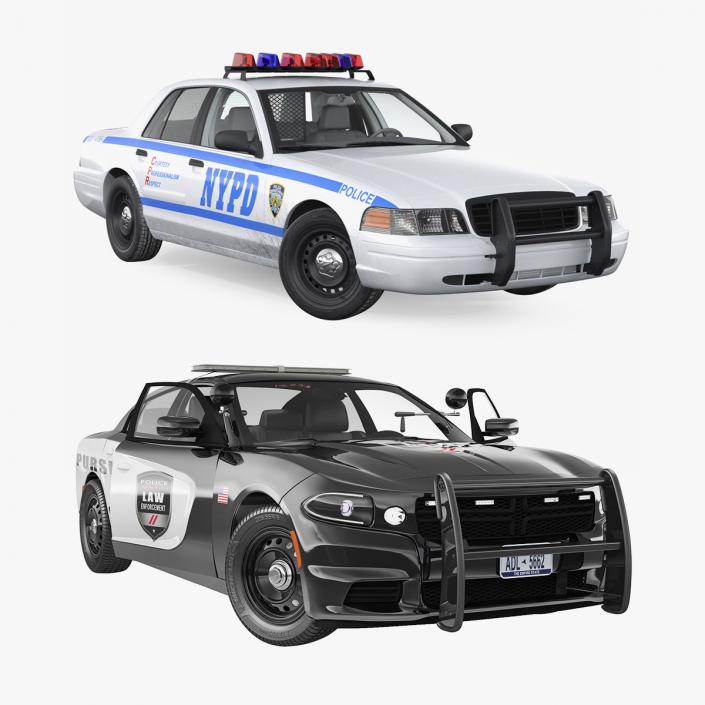 Police Cars Rigged Collection 3D model