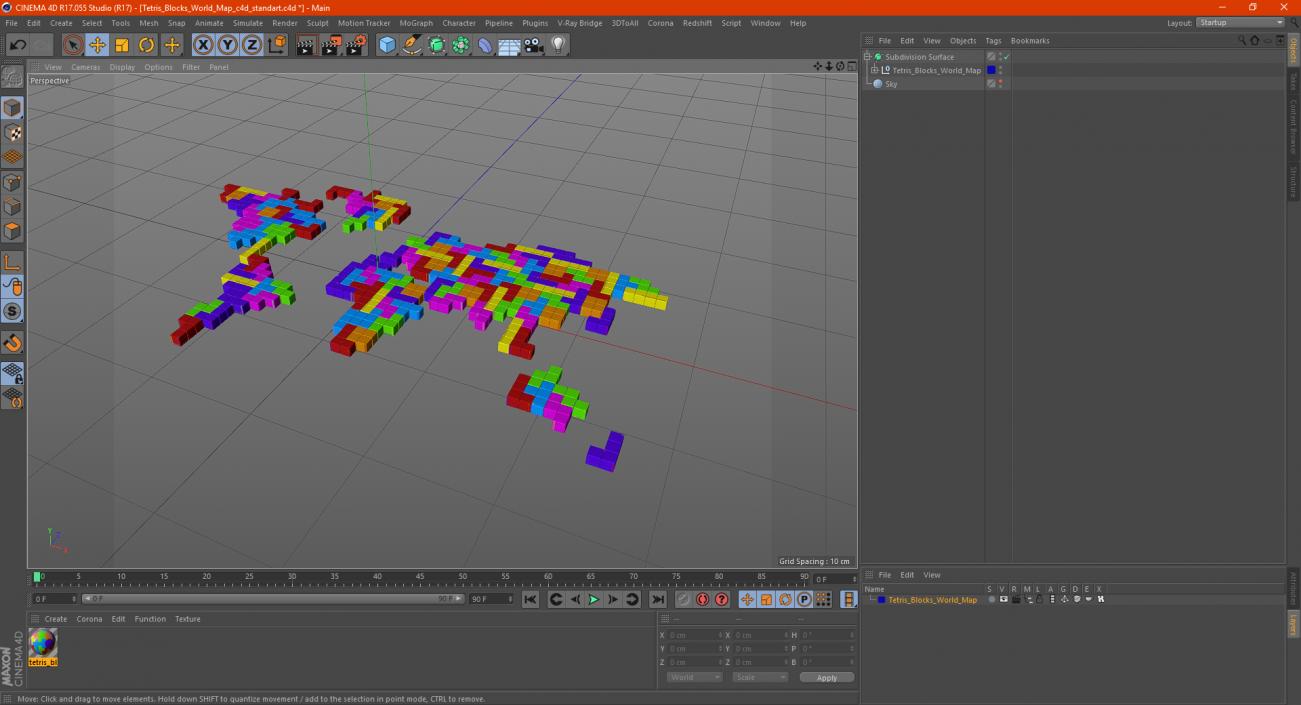 3D Tetris Blocks World Map model