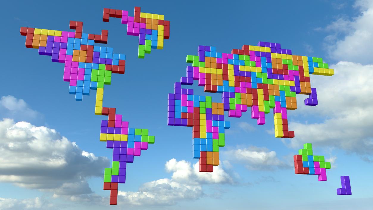 3D Tetris Blocks World Map model