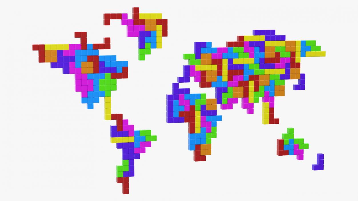 3D Tetris Blocks World Map model