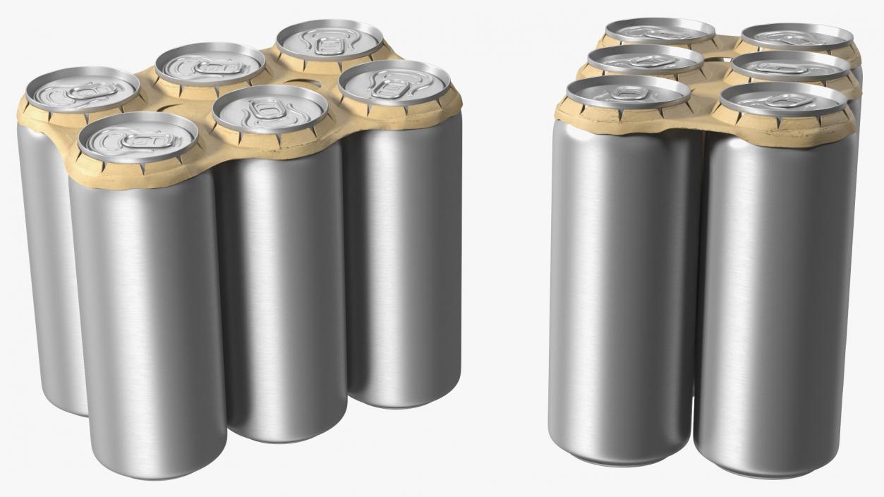 3D Cardboard Large Can Holder 6 Pack model