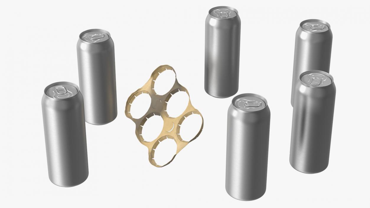 3D Cardboard Large Can Holder 6 Pack model