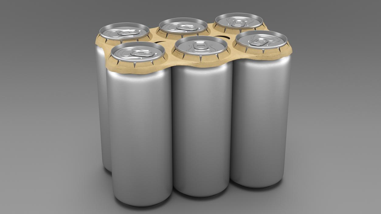 3D Cardboard Large Can Holder 6 Pack model