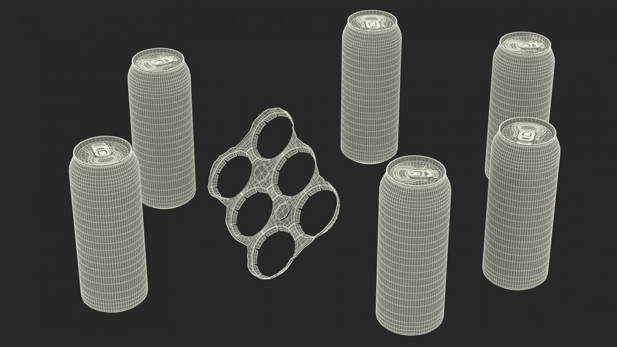 3D Cardboard Large Can Holder 6 Pack model