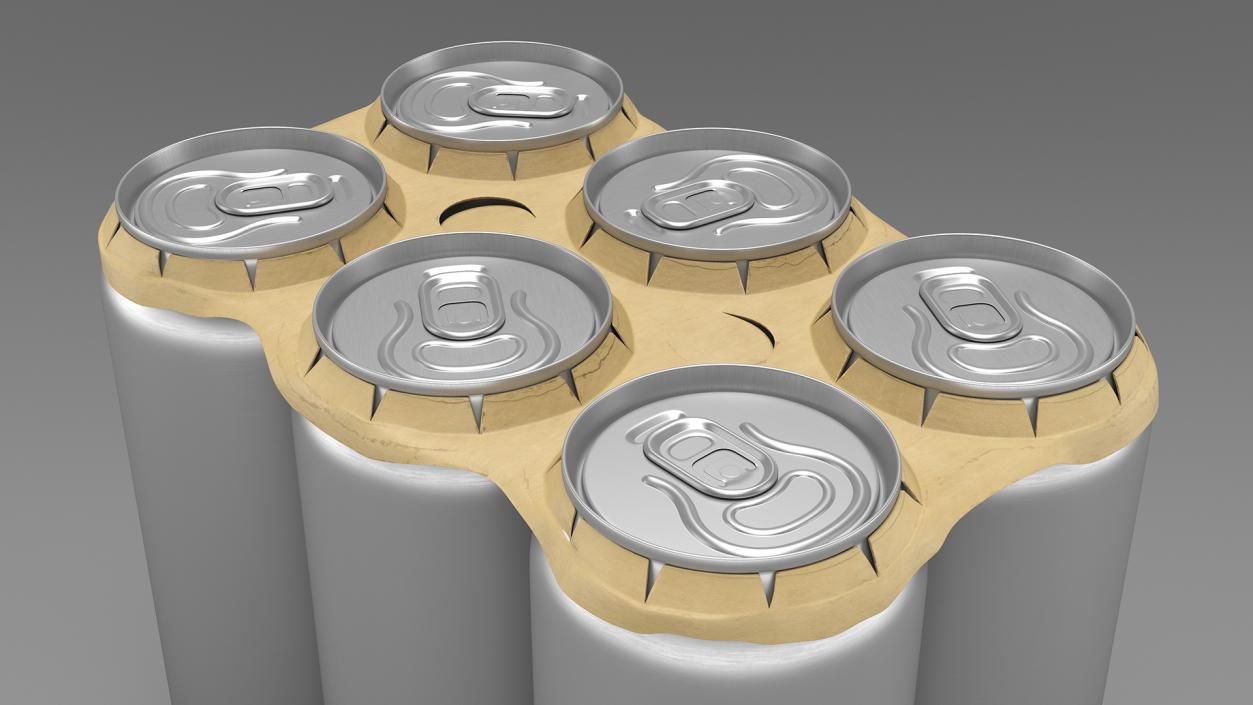 3D Cardboard Large Can Holder 6 Pack model