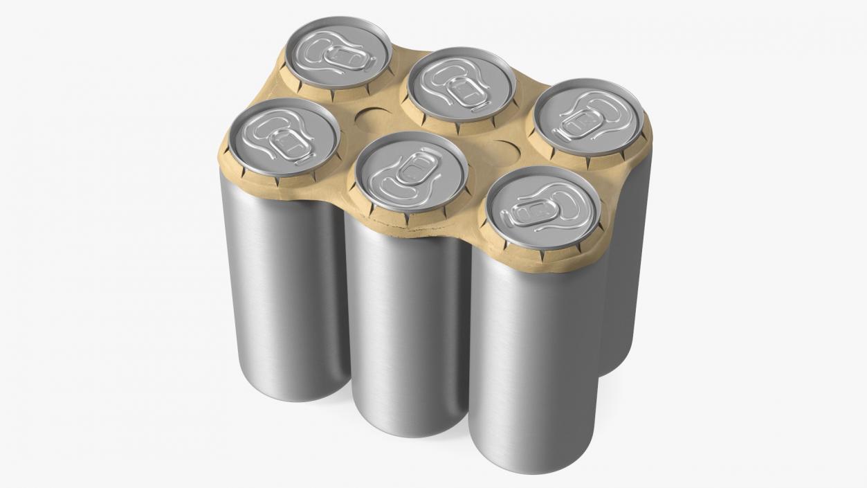 3D Cardboard Large Can Holder 6 Pack model