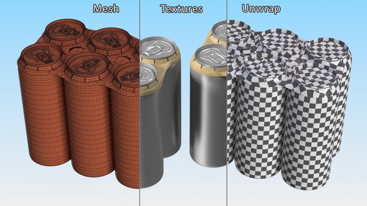 3D Cardboard Large Can Holder 6 Pack model