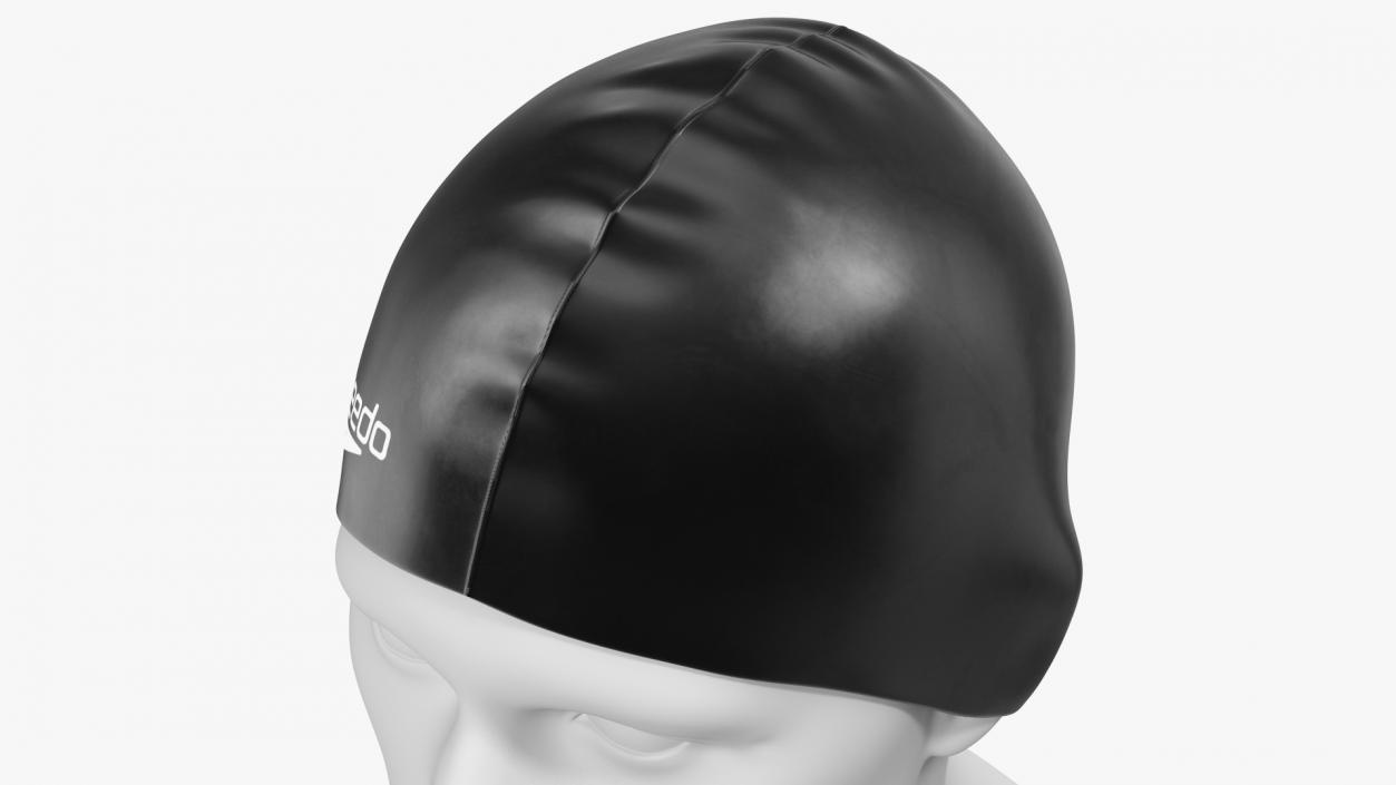 Speedo Black Silicone Swimming Cap on Mannequin 3D