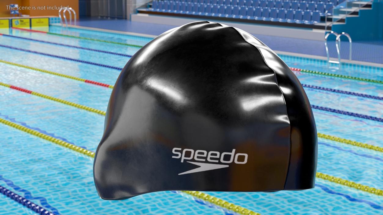 Speedo Black Silicone Swimming Cap on Mannequin 3D