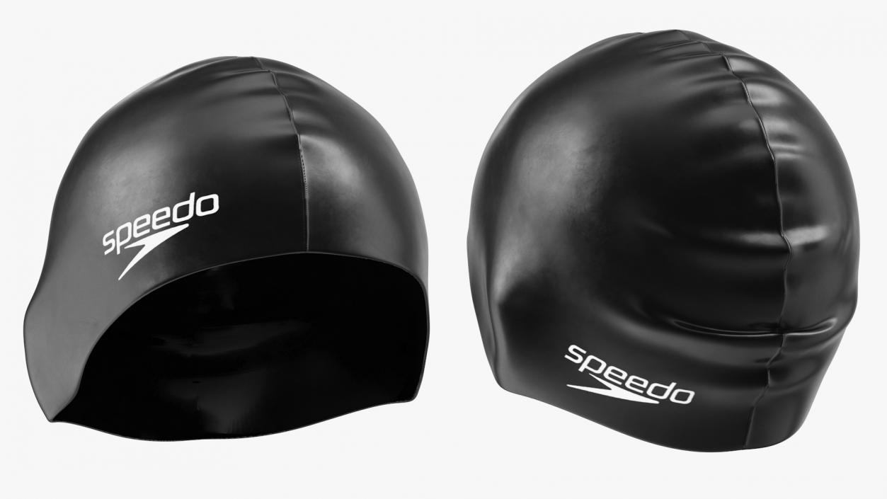 Speedo Black Silicone Swimming Cap on Mannequin 3D