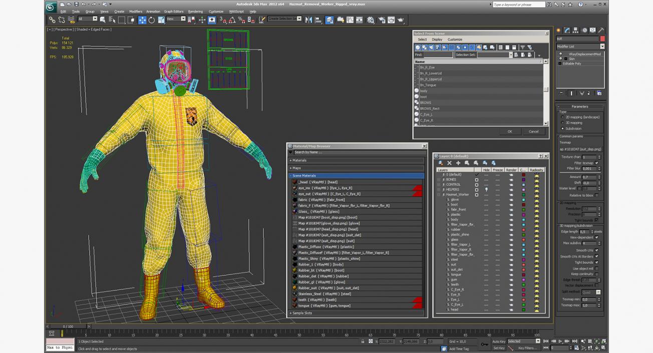 3D Hazmat Removal Worker Rigged model