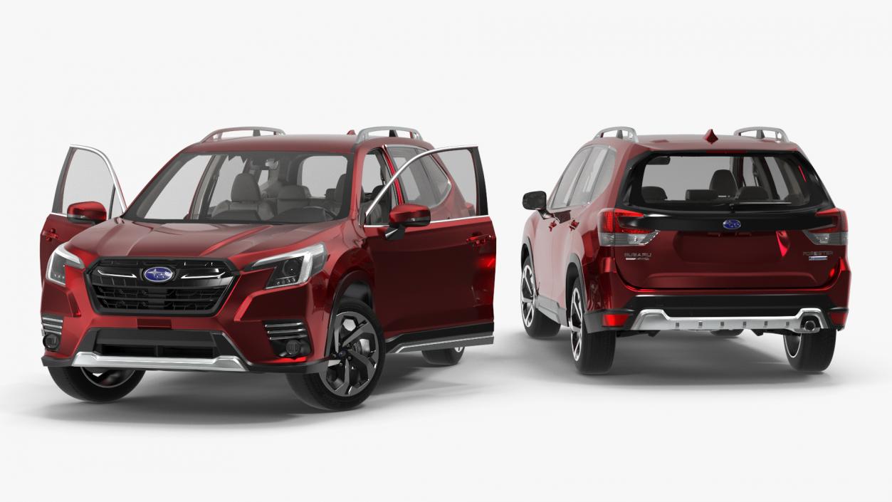 3D model Subaru Forester 2022 Red Rigged for Maya