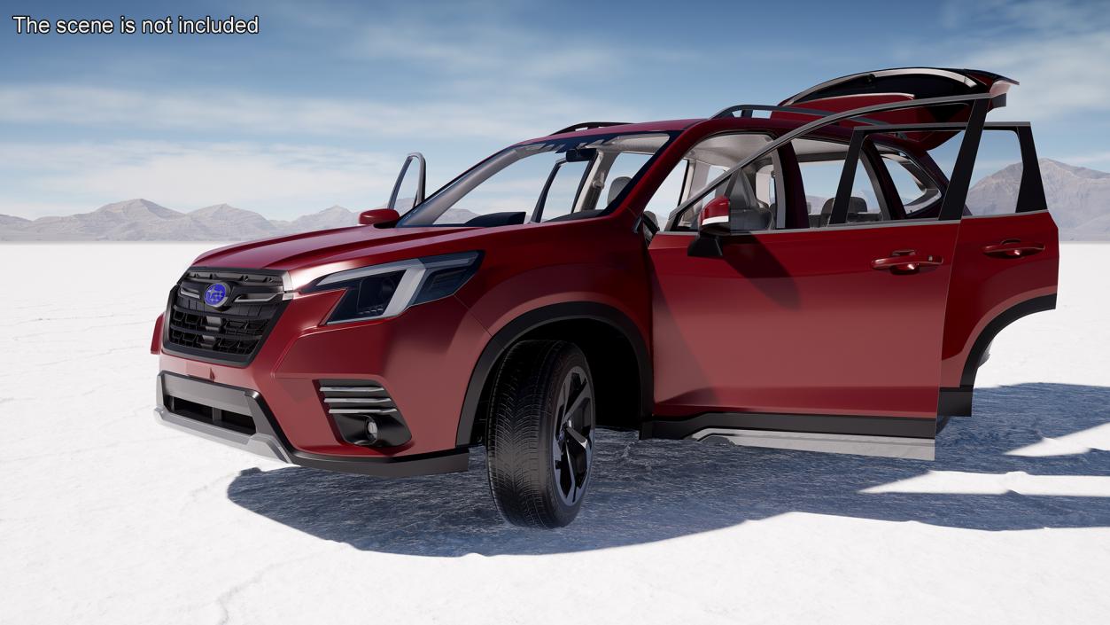 3D model Subaru Forester 2022 Red Rigged for Maya