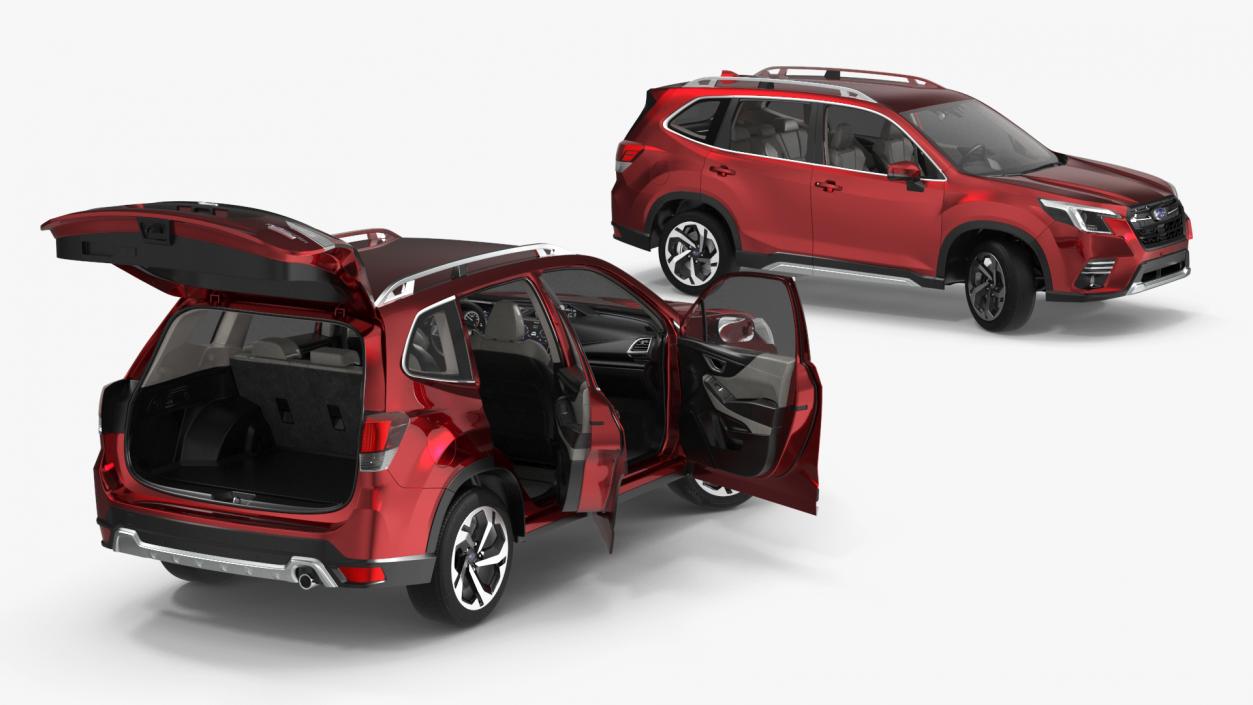 3D model Subaru Forester 2022 Red Rigged for Maya