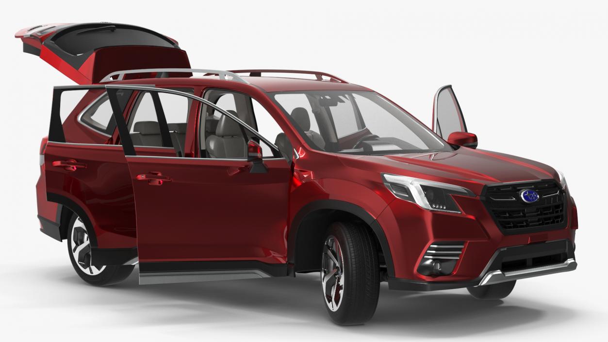 3D model Subaru Forester 2022 Red Rigged for Maya