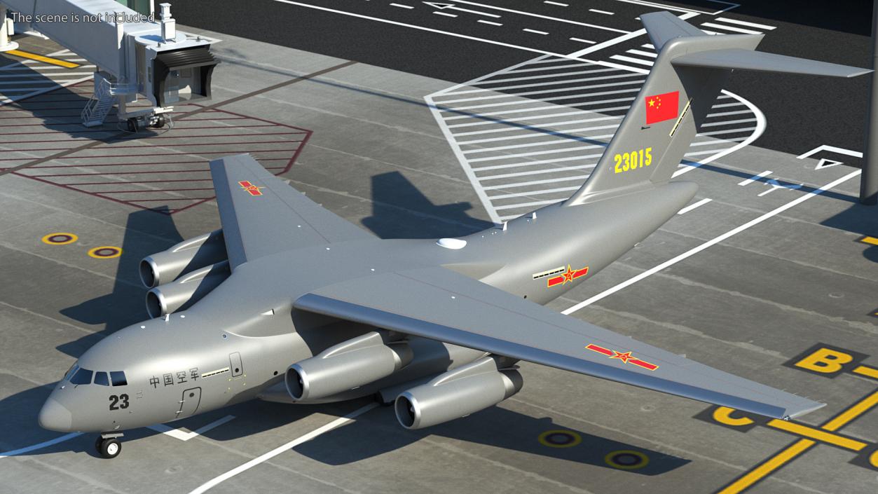 Xian Y20 Large Military Transport Aircraft Rigged 3D model