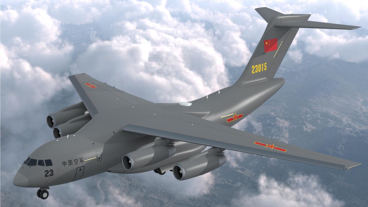 Xian Y20 Large Military Transport Aircraft Rigged 3D model