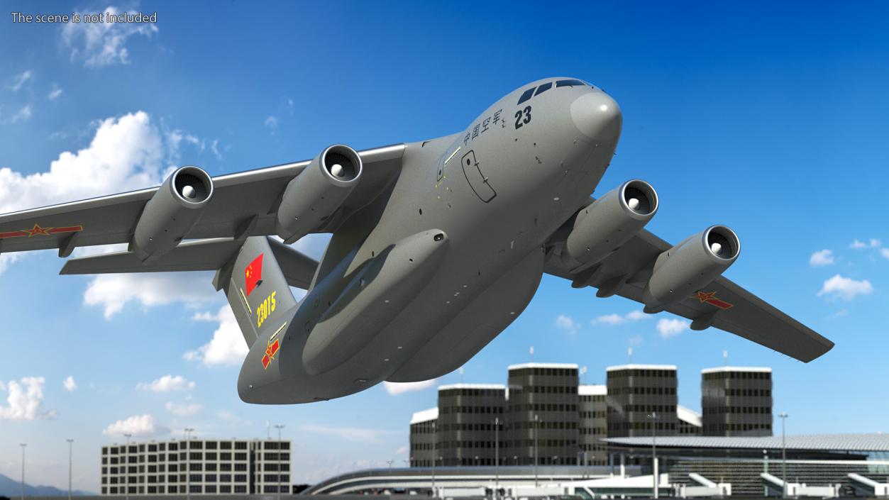 Xian Y20 Large Military Transport Aircraft Rigged 3D model