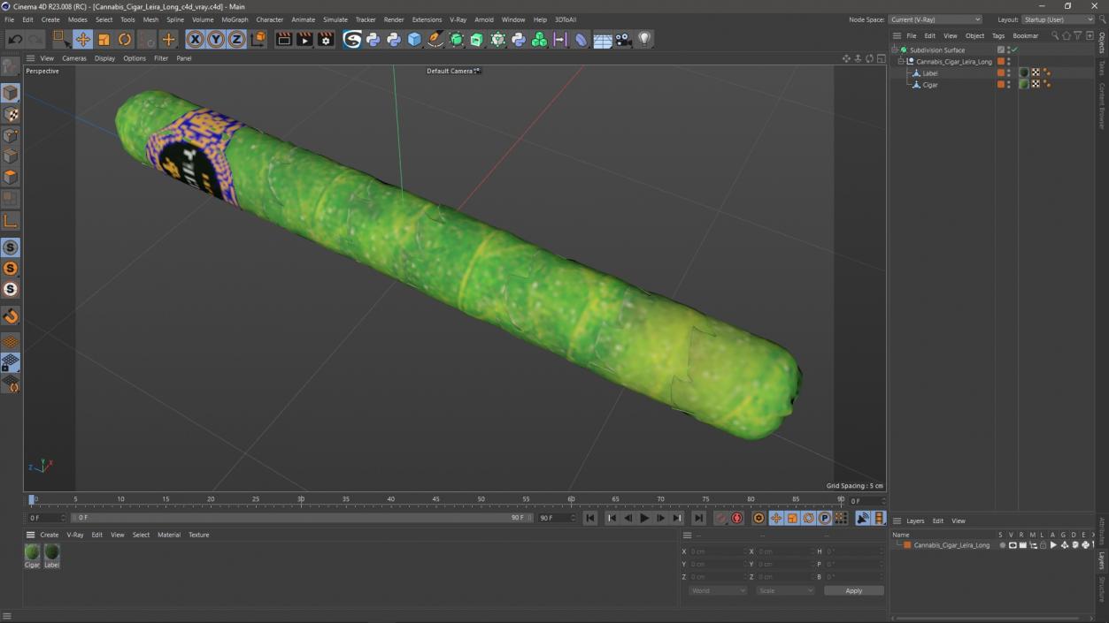 3D model Cannabis Cigar Leira Long