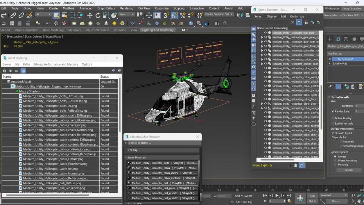 Medium Utility Helicopter Rigged 3D