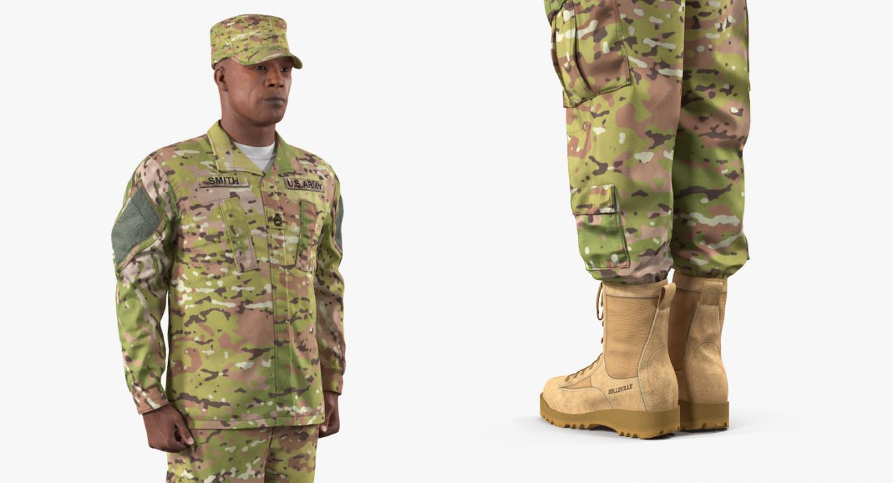 3D US Army Soldier Camofluage Rigged model