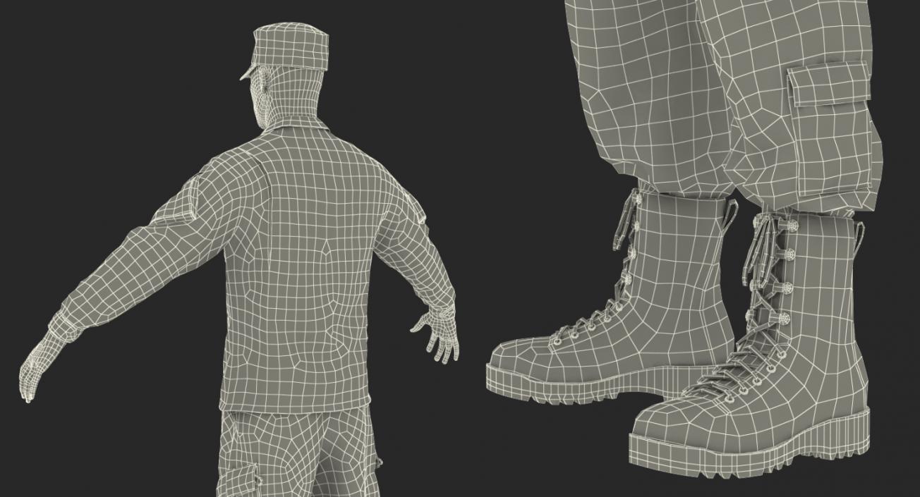 3D US Army Soldier Camofluage Rigged model