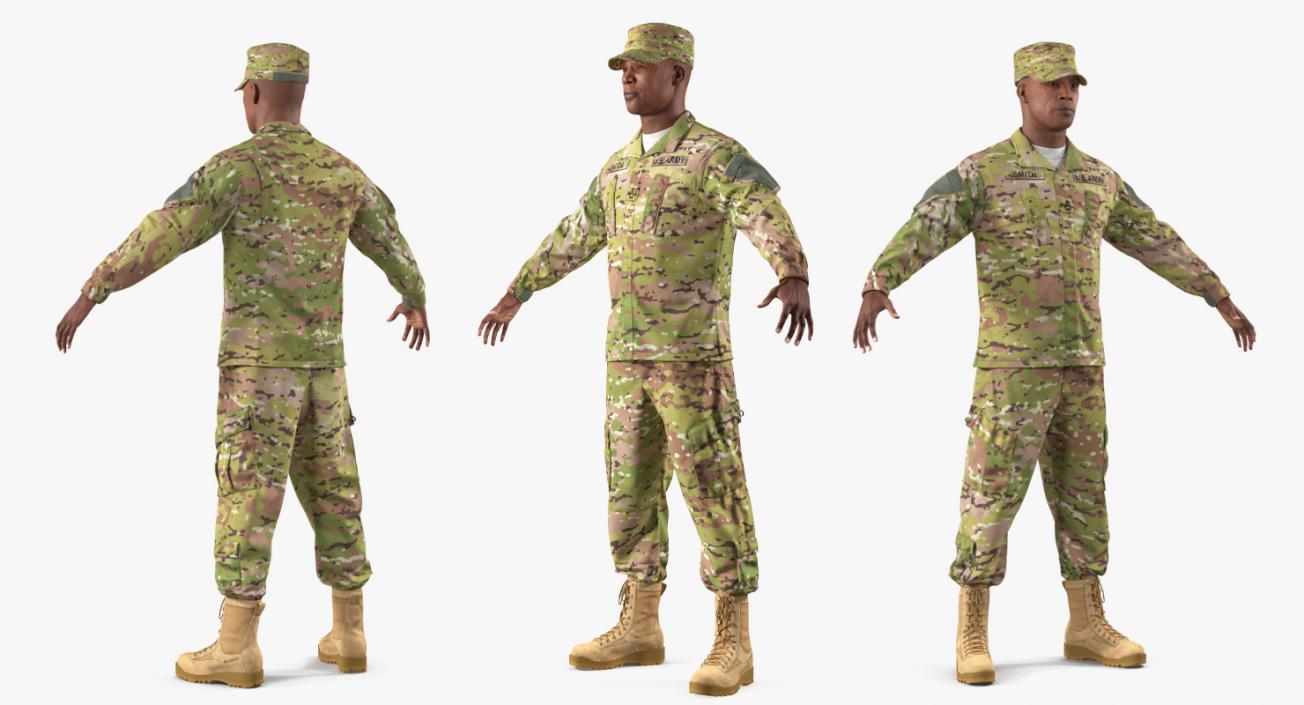 3D US Army Soldier Camofluage Rigged model