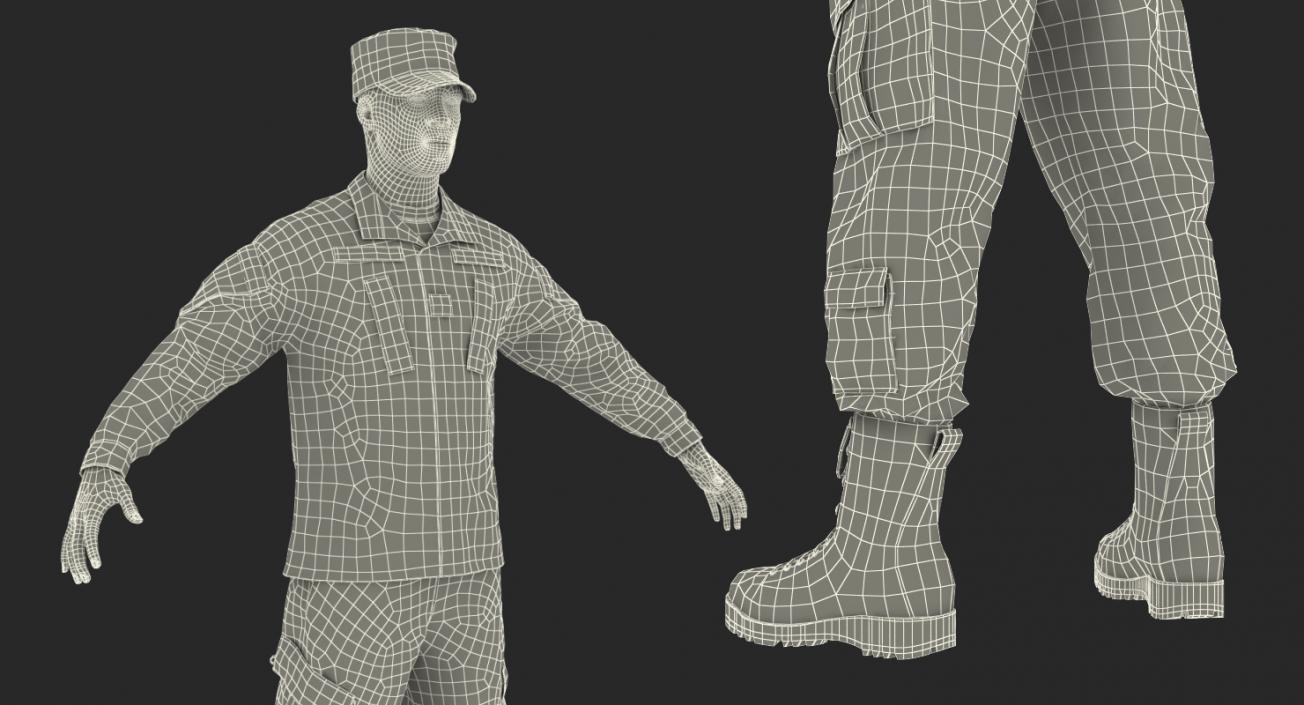 3D US Army Soldier Camofluage Rigged model