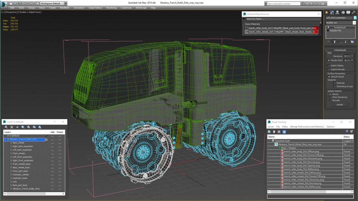 Vibratory Trench Roller Dirty 3D model