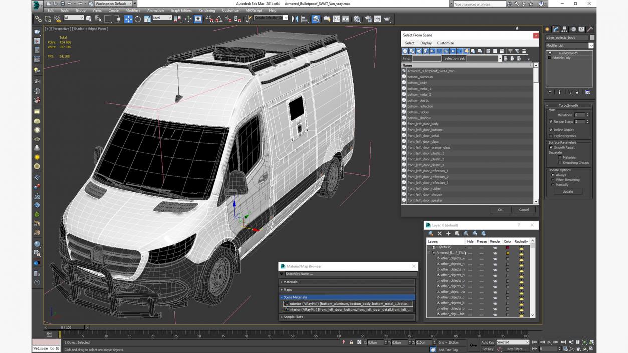 3D SWAT Van Bulletproof Mercedes 2