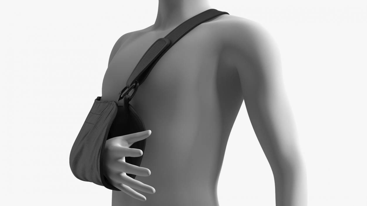 Arm Sling Bandage Right Hand Black 3D model