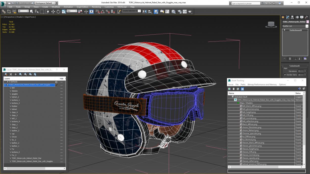 3D TORC Motorcycle Helmet Rebel Star with Goggles