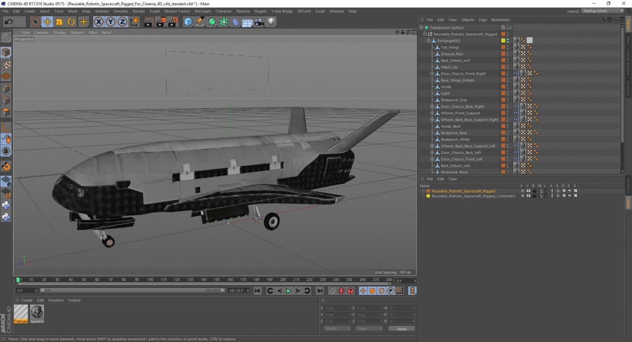 3D Reusable Robotic Spacecraft Rigged for Cinema 4D model
