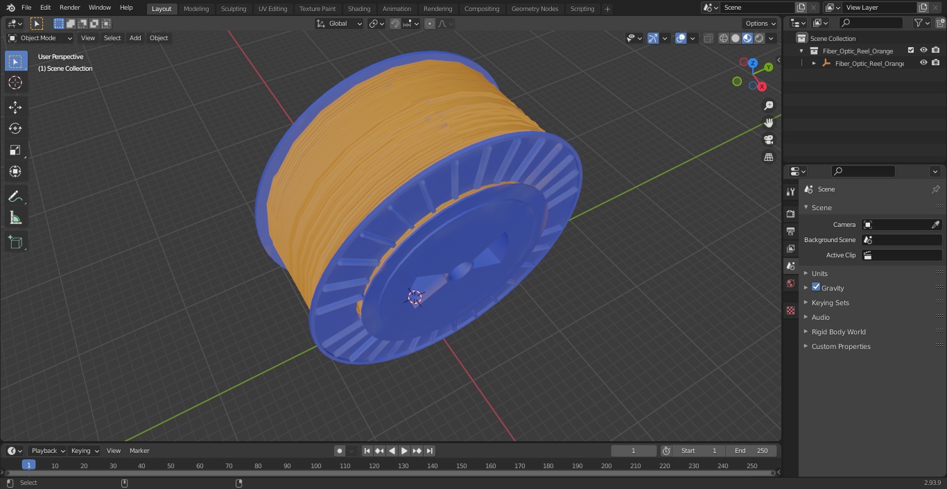 3D Fiber Optic Reel Orange model