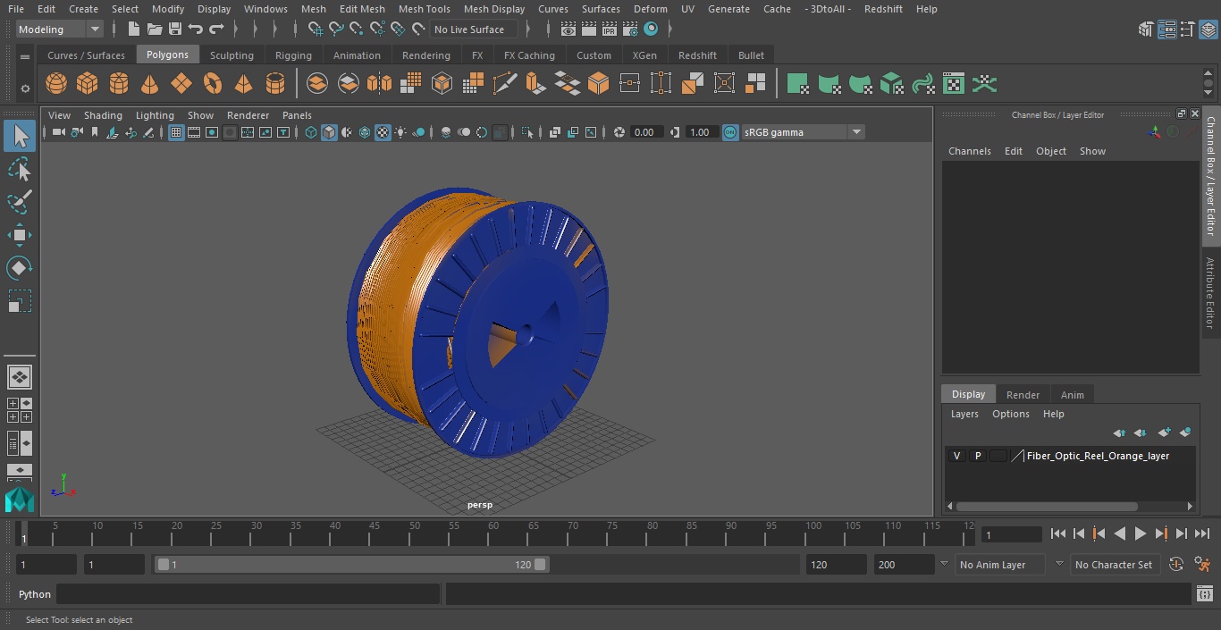 3D Fiber Optic Reel Orange model