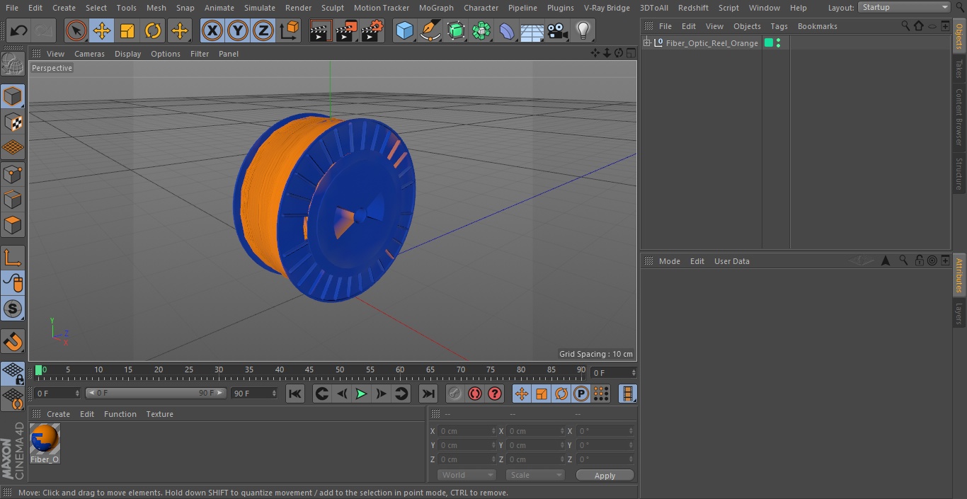 3D Fiber Optic Reel Orange model